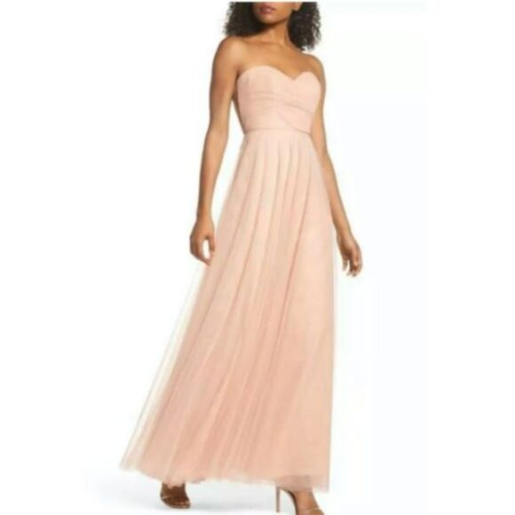 Jenny Yoo Annabelle Bridesmaid Wedding Guest Maxi Dress Cameo Pink Size 6 - Picture 1 of 16
